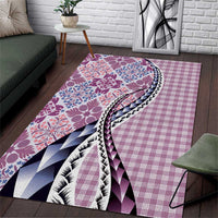 Aloha Vintage Palaka Floral Hawaiian Quilt Area Rug Akala Motif - Polynesian Pride