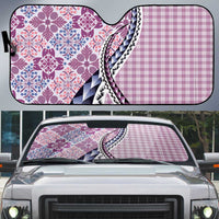 Aloha Vintage Palaka Floral Hawaiian Quilt Auto Sun Shade Akala Motif - Polynesian Pride