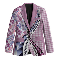 Aloha Vintage Palaka Floral Hawaiian Quilt Blazer Akala Motif LT9 Unisex Pink - Polynesian Pride