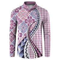 Aloha Vintage Palaka Floral Hawaiian Quilt Button Sweatshirt Akala Motif - Polynesian Pride