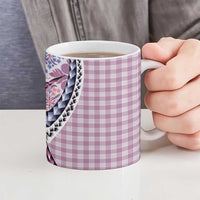 Aloha Vintage Palaka Floral Hawaiian Quilt Ceramic Mug Akala Motif LT9 - Polynesian Pride