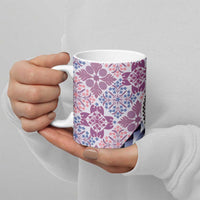 Aloha Vintage Palaka Floral Hawaiian Quilt Ceramic Mug Akala Motif LT9 - Polynesian Pride