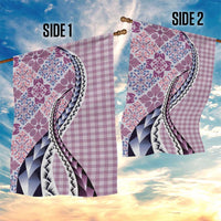 Aloha Vintage Palaka Floral Hawaiian Quilt Garden Flag Akala Motif - Polynesian Pride