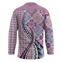 Aloha Vintage Palaka Floral Hawaiian Quilt Hockey Jersey Akala Motif - Polynesian Pride