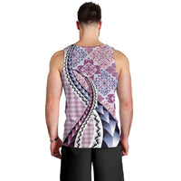 Aloha Vintage Palaka Floral Hawaiian Quilt Men Tank Top Akala Motif - Polynesian Pride