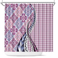 Aloha Vintage Palaka Floral Hawaiian Quilt Shower Curtain Akala Motif LT9 Pink - Polynesian Pride