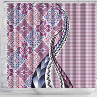 Aloha Vintage Palaka Floral Hawaiian Quilt Shower Curtain Akala Motif LT9 - Polynesian Pride