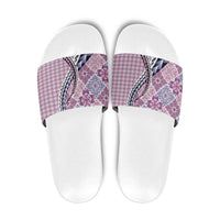 Aloha Vintage Palaka Floral Hawaiian Quilt Slide Sandals Akala Motif LT9 Pink - Polynesian Pride
