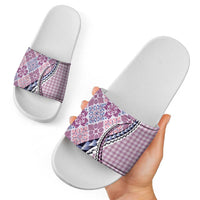Aloha Vintage Palaka Floral Hawaiian Quilt Slide Sandals Akala Motif LT9 - Polynesian Pride