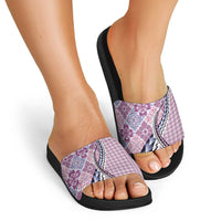 Aloha Vintage Palaka Floral Hawaiian Quilt Slide Sandals Akala Motif LT9 - Polynesian Pride