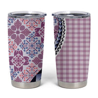 Aloha Vintage Palaka Floral Hawaiian Quilt Tumbler Cup Akala Motif - Polynesian Pride