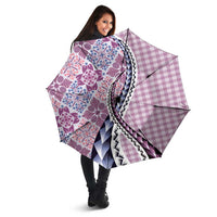 Aloha Vintage Palaka Floral Hawaiian Quilt Umbrella Akala Motif LT9 - Polynesian Pride