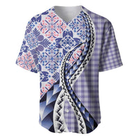 Aloha Vintage Palaka Floral Hawaiian Quilt Baseball Jersey Poni Motif LT9 Purple - Polynesian Pride