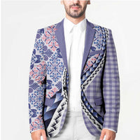 Aloha Vintage Palaka Floral Hawaiian Quilt Blazer Poni Motif - Polynesian Pride