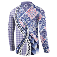 Aloha Vintage Palaka Floral Hawaiian Quilt Button Sweatshirt Poni Motif - Polynesian Pride