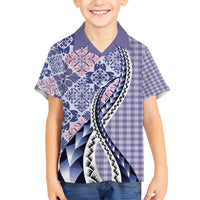 Aloha Vintage Palaka Floral Hawaiian Quilt Family Matching Short Sleeve Bodycon Dress and Hawaiian Shirt Poni Motif - Polynesian Pride