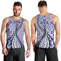 Aloha Vintage Palaka Floral Hawaiian Quilt Men Tank Top Poni Motif - Polynesian Pride