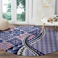 Aloha Vintage Palaka Floral Hawaiian Quilt Round Carpet Poni Motif - Polynesian Pride