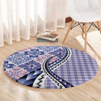 Aloha Vintage Palaka Floral Hawaiian Quilt Round Carpet Poni Motif - Polynesian Pride