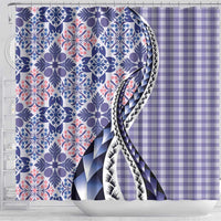 Aloha Vintage Palaka Floral Hawaiian Quilt Shower Curtain Poni Motif - Polynesian Pride