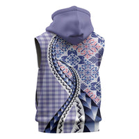 Aloha Vintage Palaka Floral Hawaiian Quilt Sleeveless Zip Hoodie Poni Motif LT9