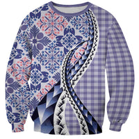 Aloha Vintage Palaka Floral Hawaiian Quilt Sweatshirt Poni Motif LT9 Unisex Purple - Polynesian Pride