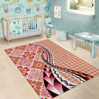 Aloha Vintage Palaka Floral Hawaiian Quilt Area Rug Ulaula Motif - Polynesian Pride