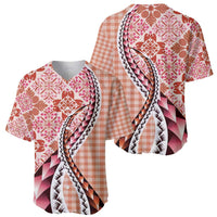 Aloha Vintage Palaka Floral Hawaiian Quilt Baseball Jersey Ulaula Motif - Polynesian Pride