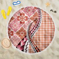 Aloha Vintage Palaka Floral Hawaiian Quilt Beach Blanket Ulaula Motif - Polynesian Pride