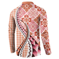 Aloha Vintage Palaka Floral Hawaiian Quilt Button Sweatshirt Ulaula Motif - Polynesian Pride