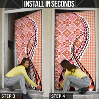 Aloha Vintage Palaka Floral Hawaiian Quilt Door Cover Ulaula Motif - Polynesian Pride