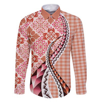 Aloha Vintage Palaka Floral Hawaiian Quilt Family Matching Off Shoulder Short Dress and Hawaiian Shirt Ulaula Motif - Polynesian Pride