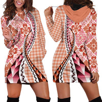 Aloha Vintage Palaka Floral Hawaiian Quilt Hoodie Dress Ulaula Motif - Polynesian Pride