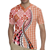 Aloha Vintage Palaka Floral Hawaiian Quilt Rugby Jersey Ulaula Motif - Polynesian Pride