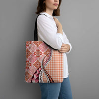 Aloha Vintage Palaka Floral Hawaiian Quilt Tote Bag Ulaula Motif - Polynesian Pride