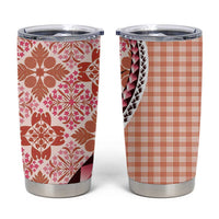 Aloha Vintage Palaka Floral Hawaiian Quilt Tumbler Cup Ulaula Motif - Polynesian Pride