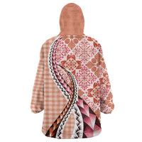 Aloha Vintage Palaka Floral Hawaiian Quilt Wearable Blanket Hoodie Ulaula Motif - Polynesian Pride