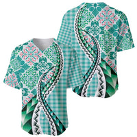 Aloha Vintage Palaka Floral Hawaiian Quilt Baseball Jersey Polu Motif - Polynesian Pride