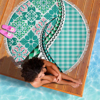 Aloha Vintage Palaka Floral Hawaiian Quilt Beach Blanket Polu Motif - Polynesian Pride