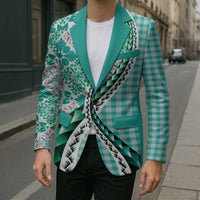 Aloha Vintage Palaka Floral Hawaiian Quilt Blazer Polu Motif - Polynesian Pride