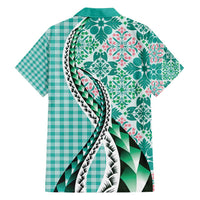 Aloha Vintage Palaka Floral Hawaiian Quilt Family Matching Puletasi and Hawaiian Shirt Polu Motif - Polynesian Pride