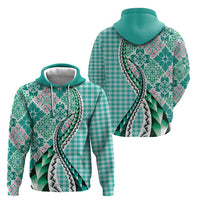 Aloha Vintage Palaka Floral Hawaiian Quilt Hoodie Polu Motif - Polynesian Pride