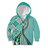 Aloha Vintage Palaka Floral Hawaiian Quilt Kid Hoodie Polu Motif - Polynesian Pride