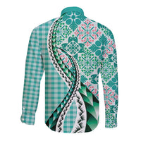 Aloha Vintage Palaka Floral Hawaiian Quilt Long Sleeve Button Shirt Polu Motif - Polynesian Pride