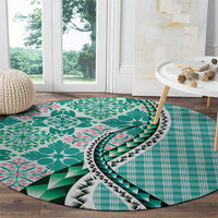 Aloha Vintage Palaka Floral Hawaiian Quilt Round Carpet Polu Motif - Polynesian Pride