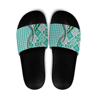 Aloha Vintage Palaka Floral Hawaiian Quilt Slide Sandals Polu Motif - Polynesian Pride