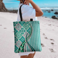 Aloha Vintage Palaka Floral Hawaiian Quilt Tote Bag Polu Motif - Polynesian Pride