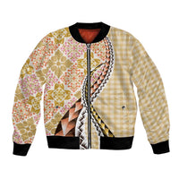 Aloha Vintage Palaka Floral Hawaiian Quilt Bomber Jacket Melemele Motif - Polynesian Pride