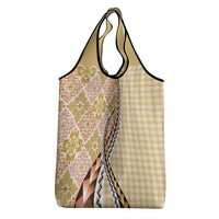 Aloha Vintage Palaka Floral Hawaiian Quilt Grocery Bag Melemele Motif - Polynesian Pride