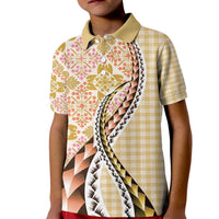 Aloha Vintage Palaka Floral Hawaiian Quilt Kid Polo Shirt Melemele Motif - Polynesian Pride